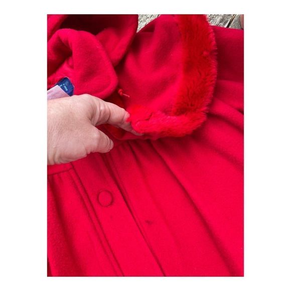 Vintage 1970s Gusti Virgin Wool Blend Red Swing Dress Coat Youth Sz 5 - Picture 12 of 16